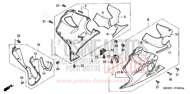 UNTERER WINDLAUF von CBR600F VR Special PEARL FLASH YELLOW (Y163) von 2002